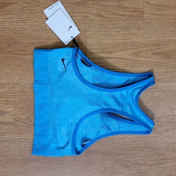 Nike Tech Pack City Ready Flyknit Sports Bra Blue Black Removable Pads Dri-Fit - Picture 4 of 8